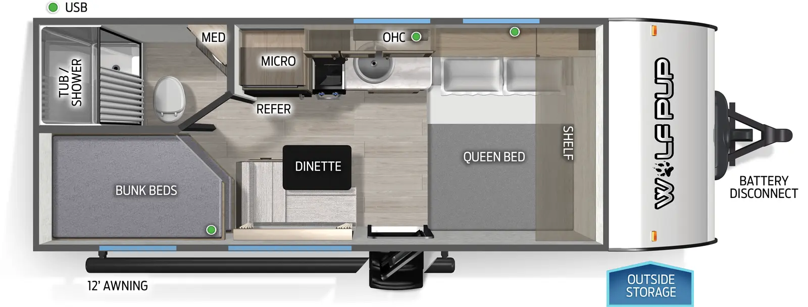 Wolf Pup 17LP Floorplan